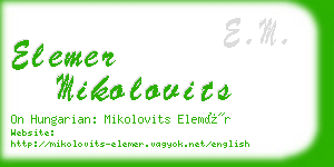 elemer mikolovits business card